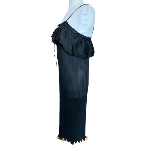 Lanvin Paris New York Black Crinkle Dress MIDI Fits Small Medium Sleeveless - Picture 4 of 16